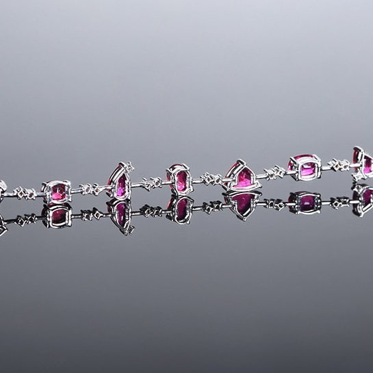 14k Gold 5.18 Ctw Natural Ruby & Diamond Bracelet - 4