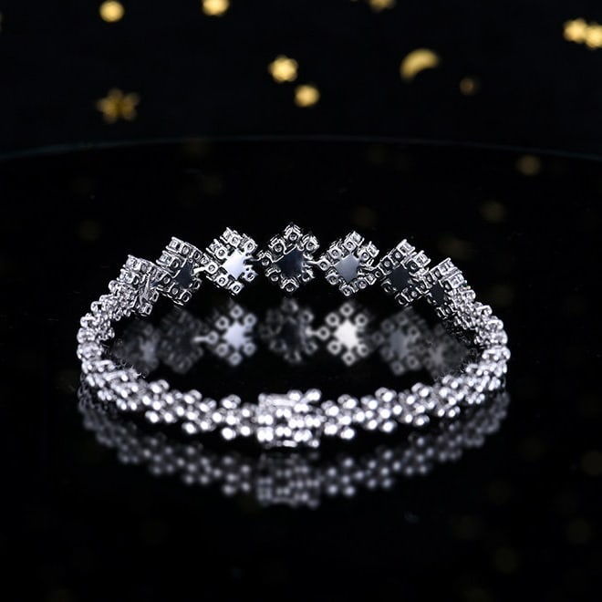 14k Gold 3.55 Ctw Vivid Green Natural Emerald & Sapphire Bracelet - 4