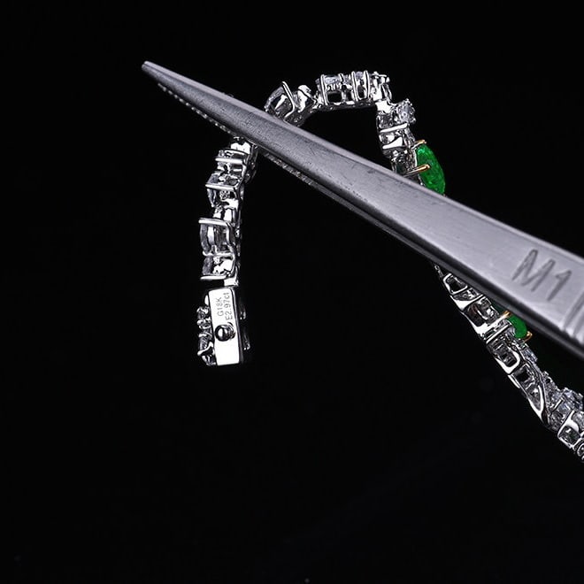 14k Gold 3.19 Ctw Vivid Green Natural Emerald & Diamond Bracelet - 5