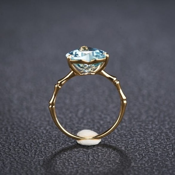 14k Gold 2.96 Ct Natural Aquamarine Ring - 6
