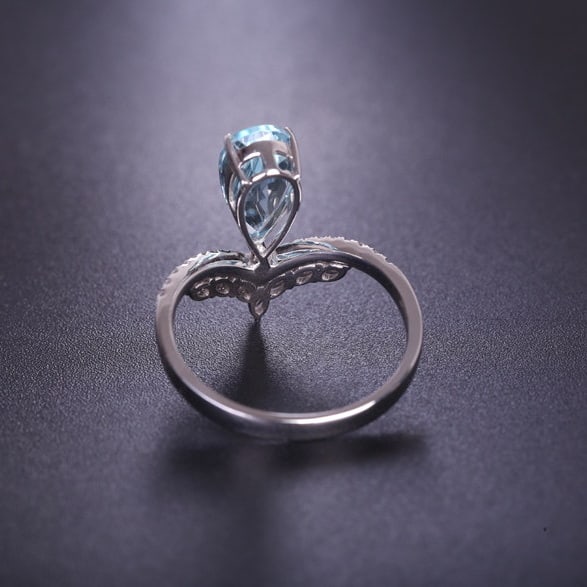 14k Gold 1.86 Ctw Natural Aquamarine & Diamond Ring - 5