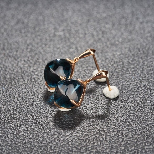 14k Gold 15 Ct Natural Topaz Earrings - 5