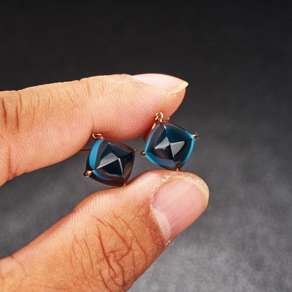 14k Gold 15 Ct Natural Topaz Earrings - 9