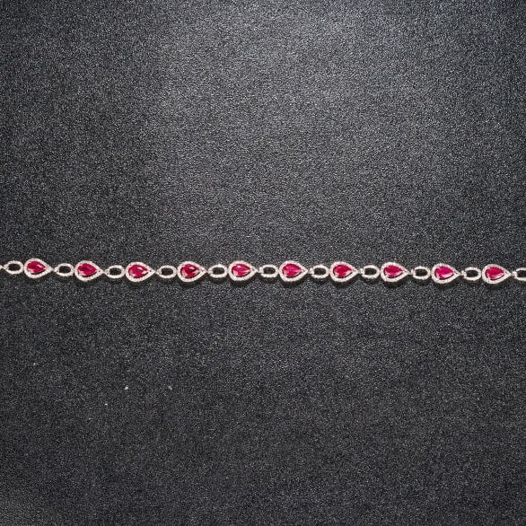 14k Gold 3.78 Ctw Natural Ruby & Diamond Bracelet - 4