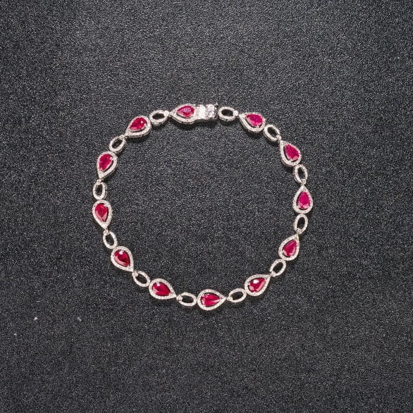 14k Gold 3.78 Ctw Natural Ruby & Diamond Bracelet - 5