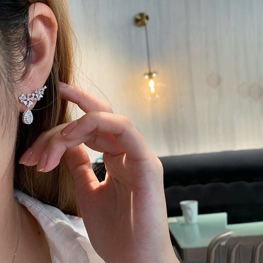 14k Gold 0.8 Ct Natural H Diamond Earrings - 2