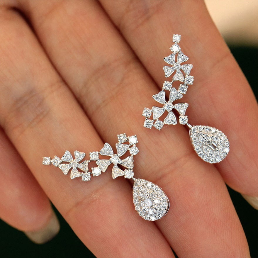 14k Gold 0.8 Ct Natural H Diamond Earrings - 4