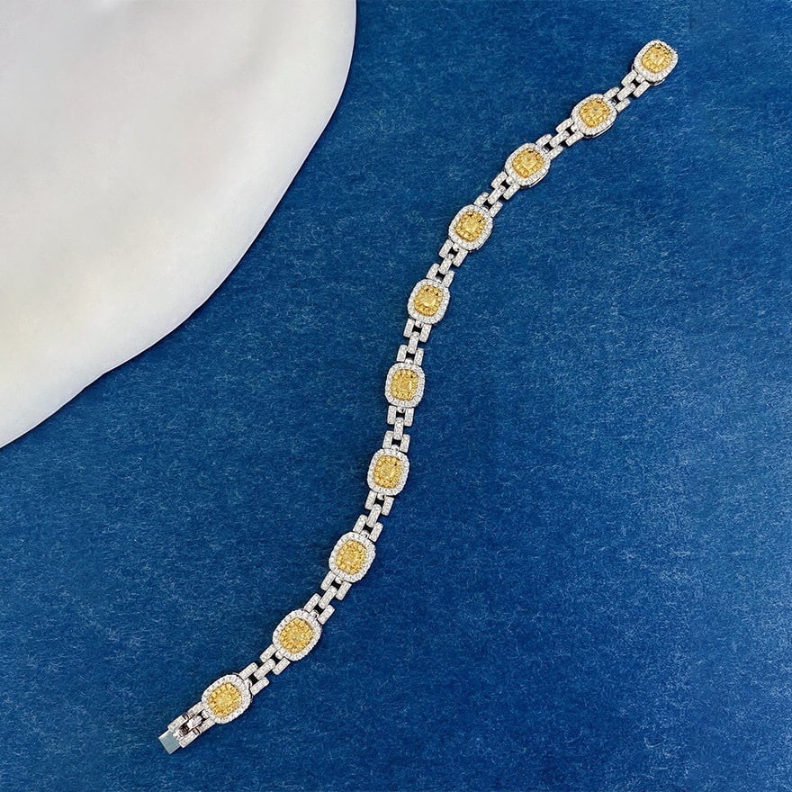 14k Gold 3.40 Ctw Natural Yellow Diamond & Diamond Bracelet - 5