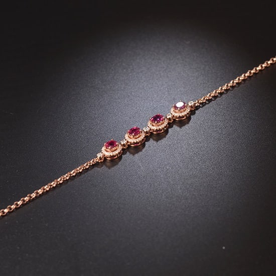 14k Gold 1.64 Ctw Natural Ruby & Diamond Bracelet - 3