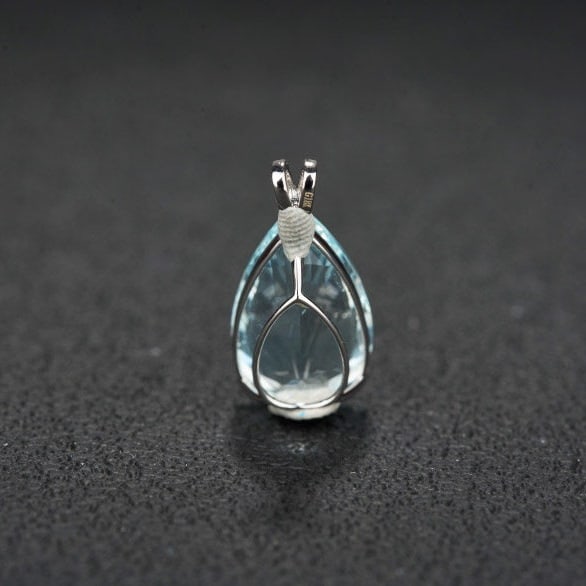 14k Gold 5.56 Ct Natural Aquamarine & Diamond Pendant( Without Chain ) - 5