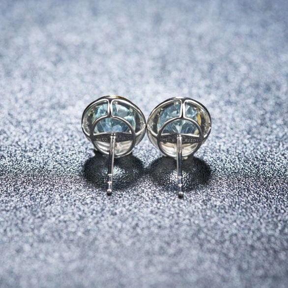 14k Gold 3.15 Ct Natural Aquamarine Earrings - 5