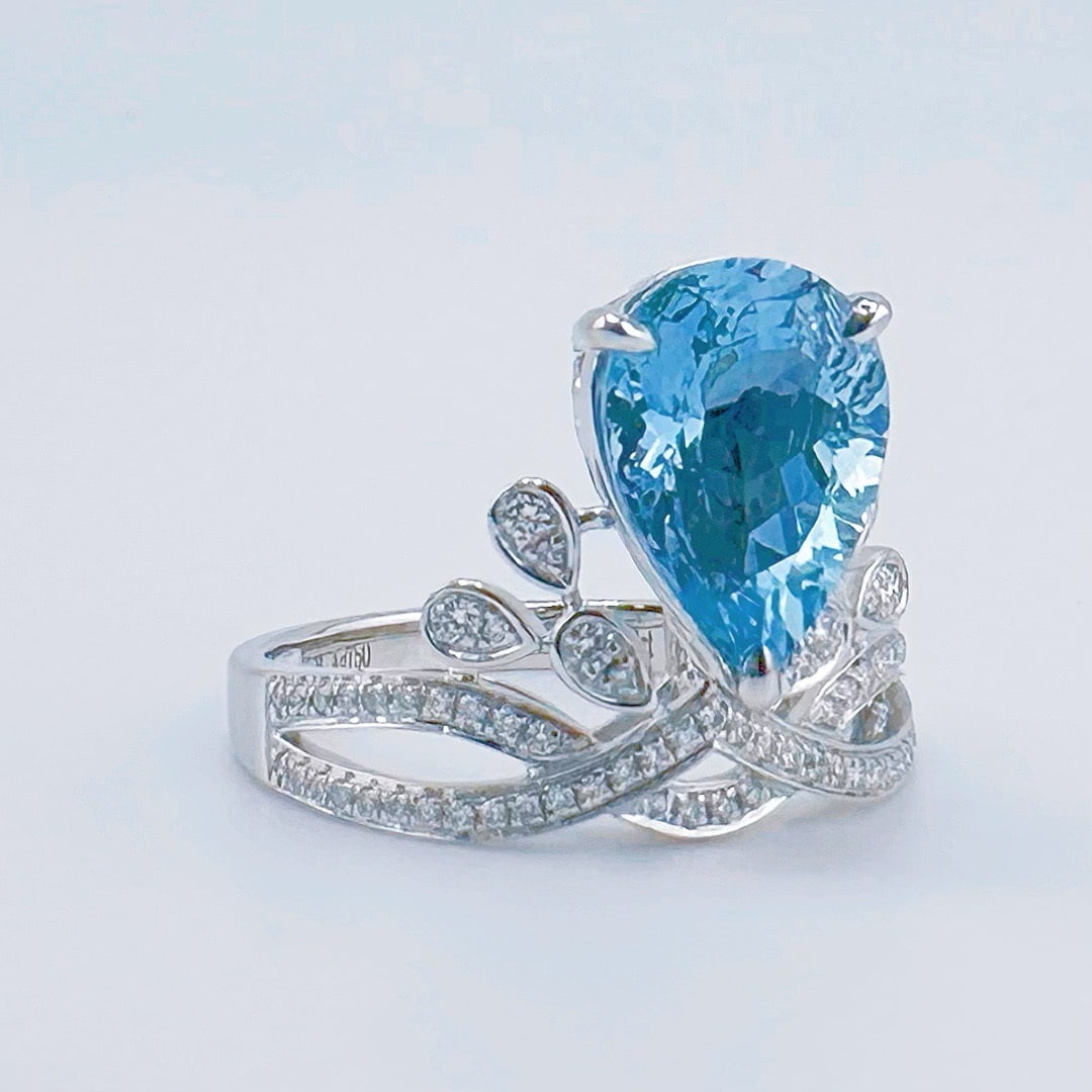 14k Gold 2.89 Ctw Natural Aquamarine & Diamond Ring - 3