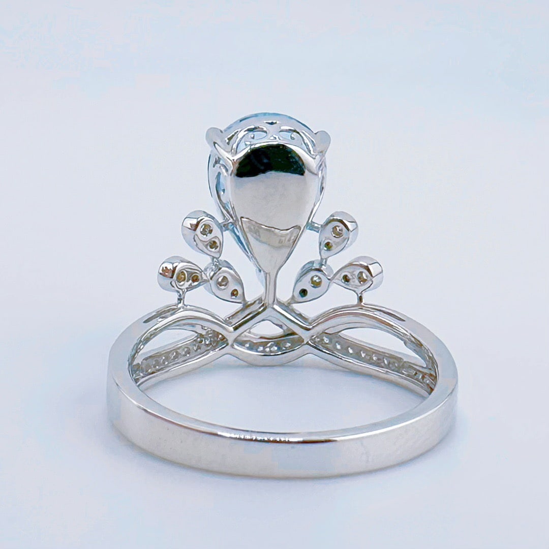 14k Gold 2.89 Ctw Natural Aquamarine & Diamond Ring - 4