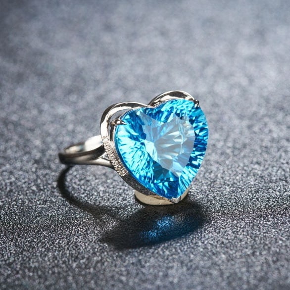 14k Gold 14.8 Ct Natural Topaz & Diamond Ring - 2