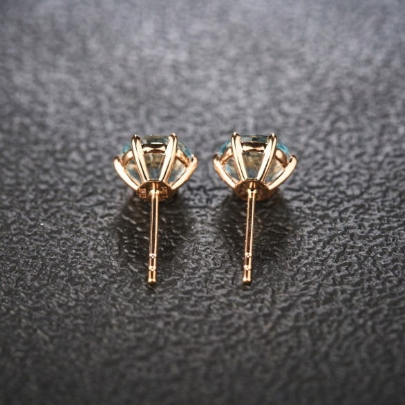 14k Gold 2 Ct Natural Aquamarine Earrings - 5