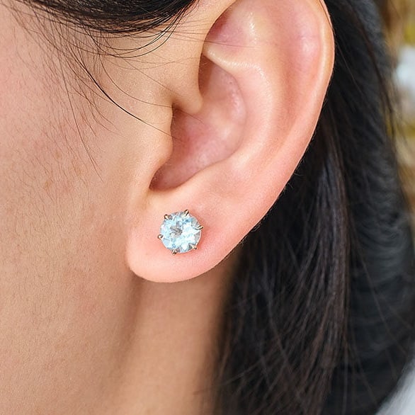 14k Gold 2 Ct Natural Aquamarine Earrings - 7