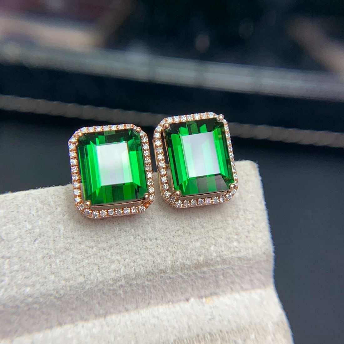 14k Gold 6.8 Ct Natural Tourmaline & Diamond Earrings (1 of 10)