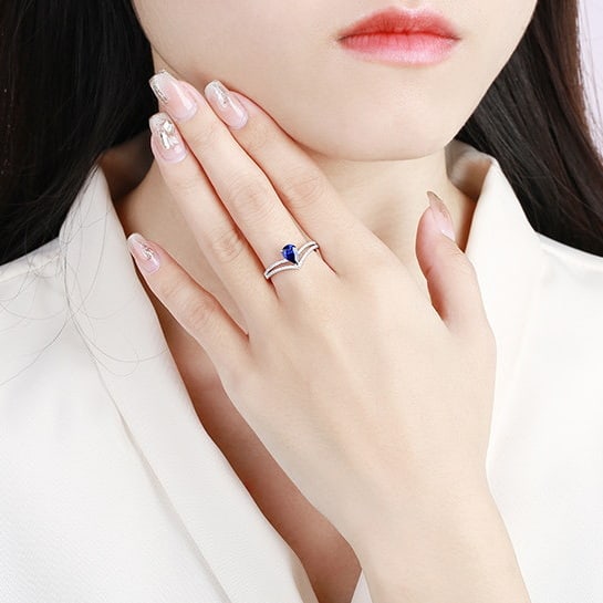 14k Gold 0.92 Ctw Natural Sapphire & Diamond Ring - 6