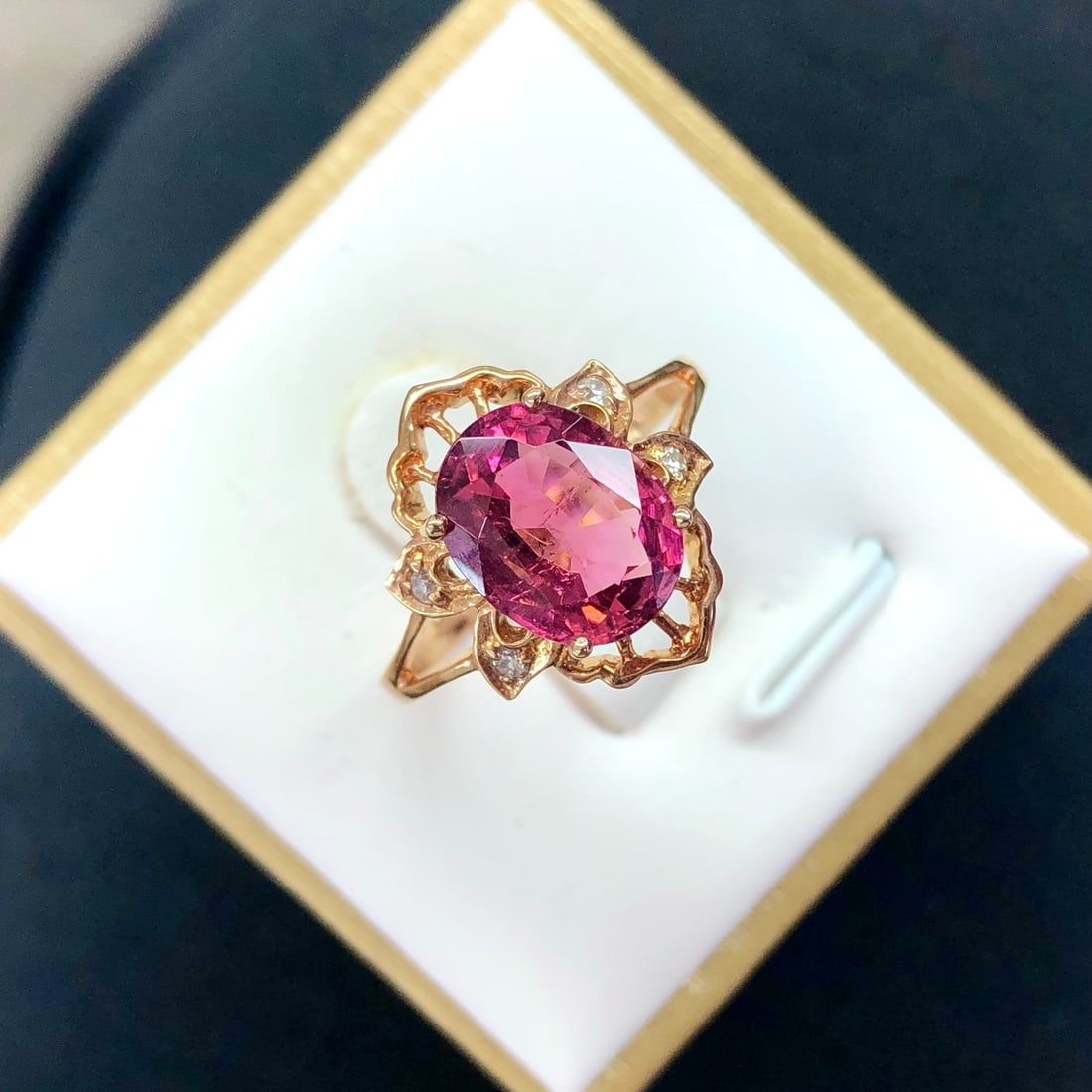 14k Gold 2.80 Ctw Natural Tourmaline & Diamond Ring (1 of 4)