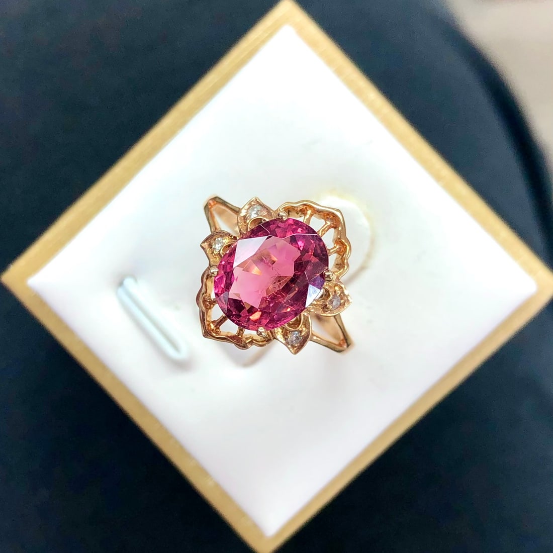 14k Gold 2.80 Ctw Natural Tourmaline & Diamond Ring - 2