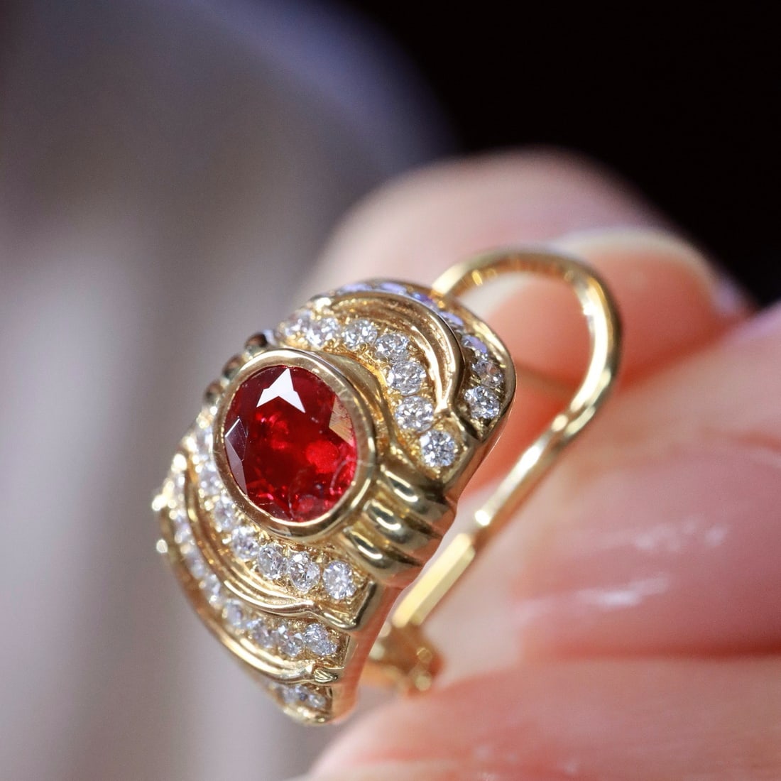 14k Gold 1.36 Ctw Natural Ruby & Diamond Earrings - 4