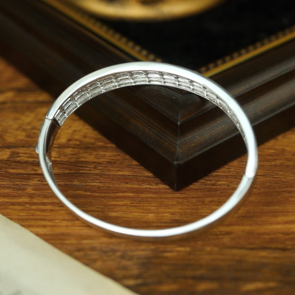 14k Gold 3.5 Ct Natural H Diamond Bangle - 4