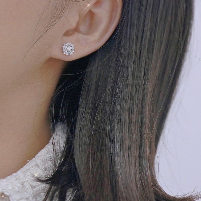 14k Gold 0.30 Ctw Natural H Diamond Earrings - 4