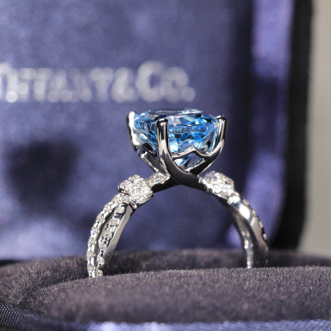 14k Gold 3.57 Ctw Natural Aquamarine & Diamond Ring - 7