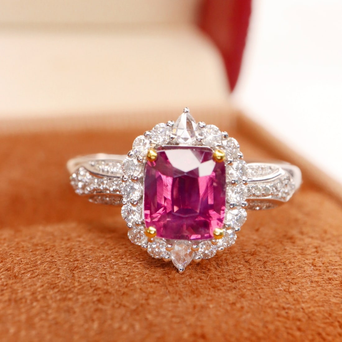 14k Gold 1.47 Ctw Natural Spinel & Diamond Ring - 3