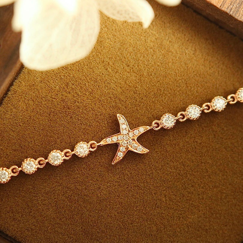 14k Gold 0.22 Ct Natural H Diamond Bracelet: Ref:231124118 // gold content:14k gold // main gemstone:diamond // shape:round // carat weight:0. 22ct // clarity grade:vs-si // color:h // treatment:natural // cut grade:g // Low Estimate: