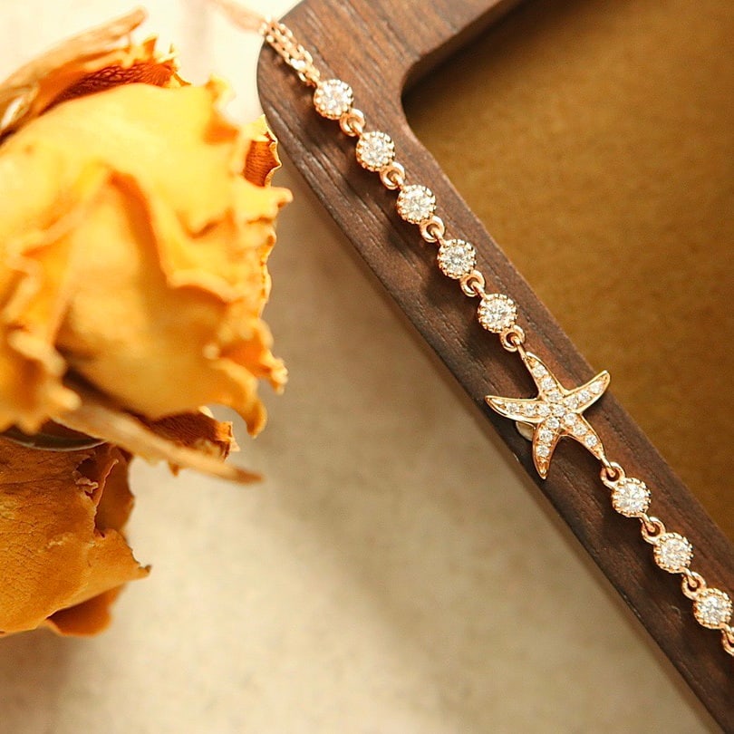 14k Gold 0.22 Ct Natural H Diamond Bracelet - 3