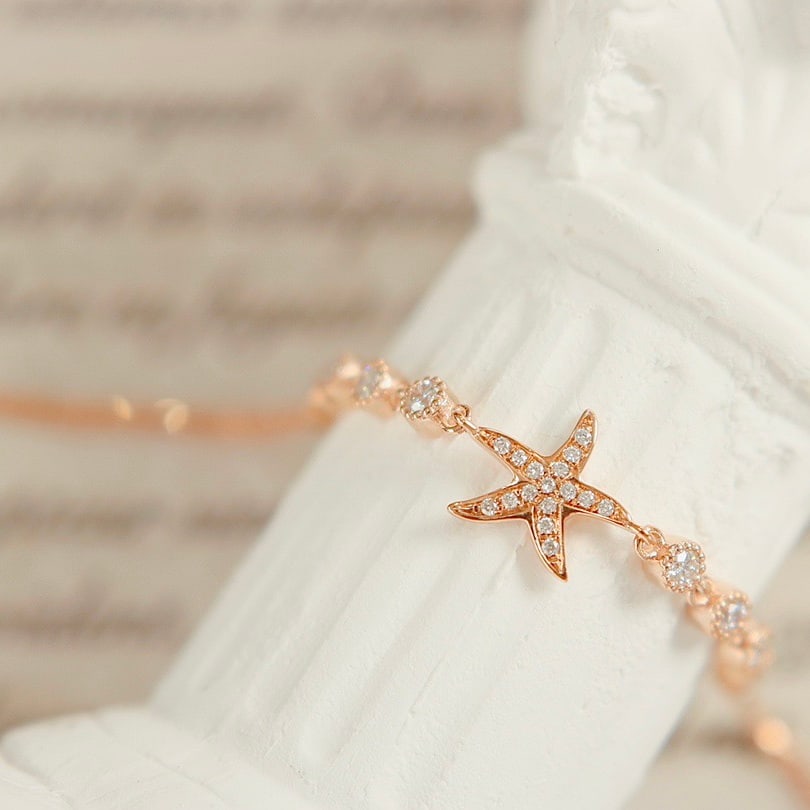 14k Gold 0.22 Ct Natural H Diamond Bracelet - 5