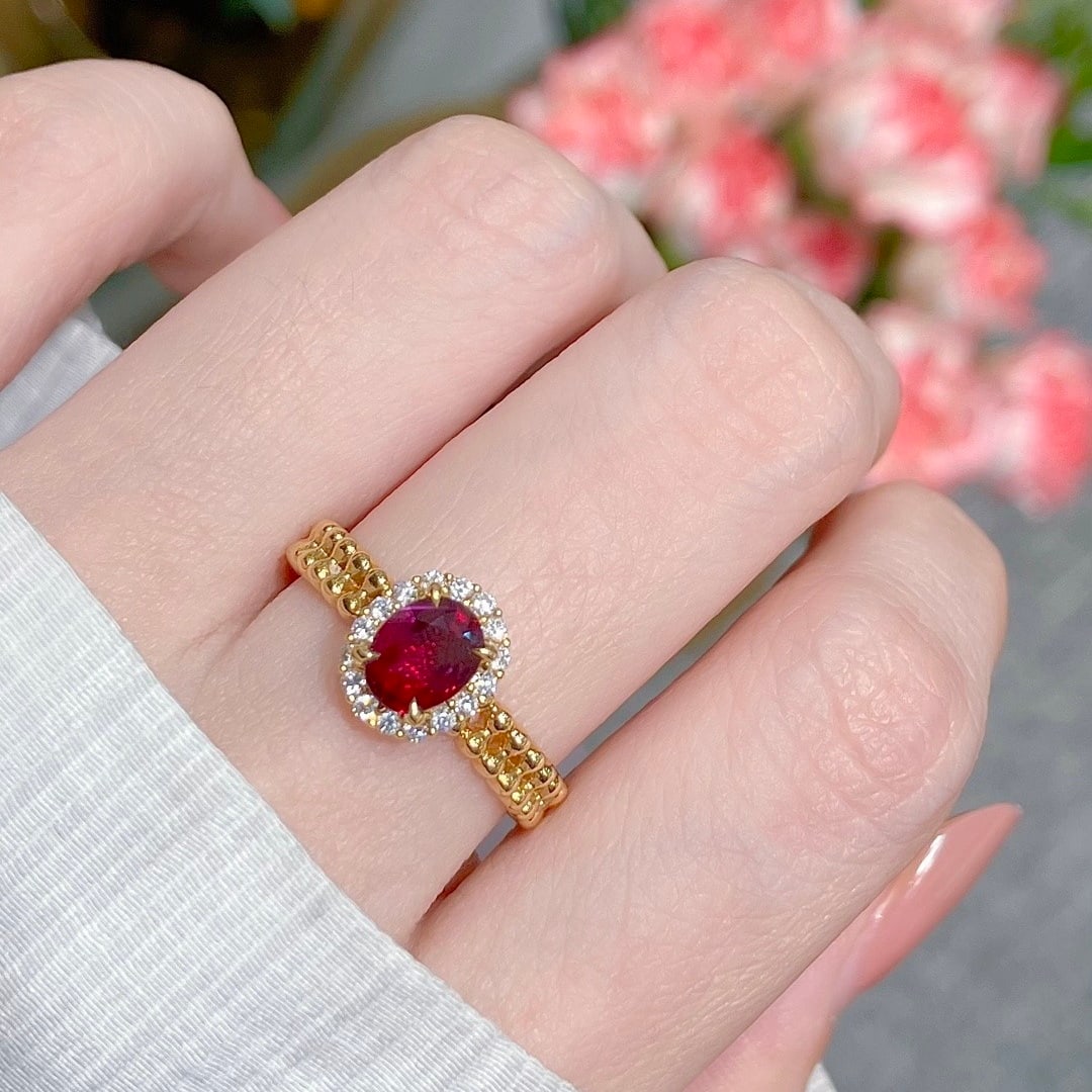 14k Gold 1.01 Ct Natural Ruby & Diamond Ring - 7