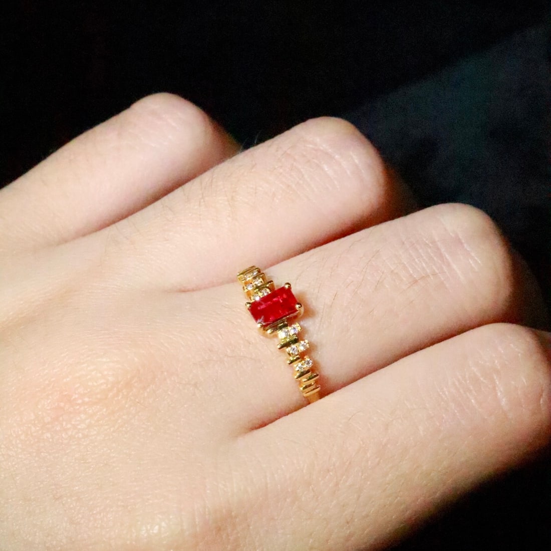 14k Gold 0.45 Ctw Natural Ruby & Diamond Ring - 5