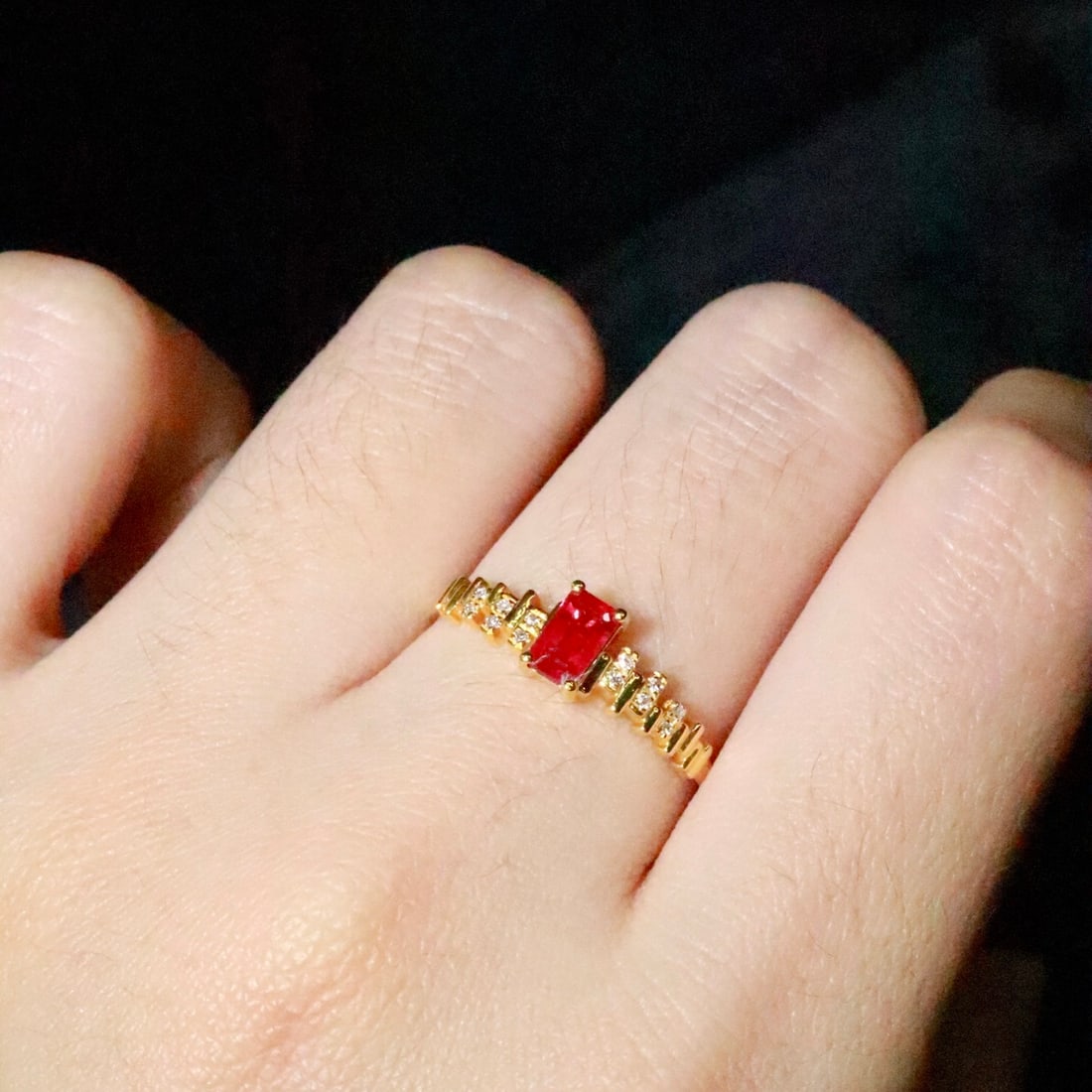 14k Gold 0.45 Ctw Natural Ruby & Diamond Ring - 6