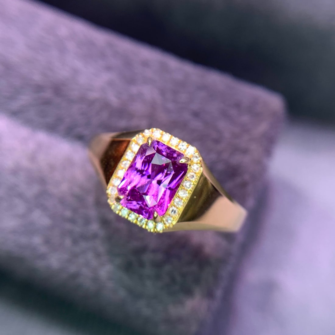 14k Gold 1.55 Ct Natural Sapphire & Diamond Ring - 3