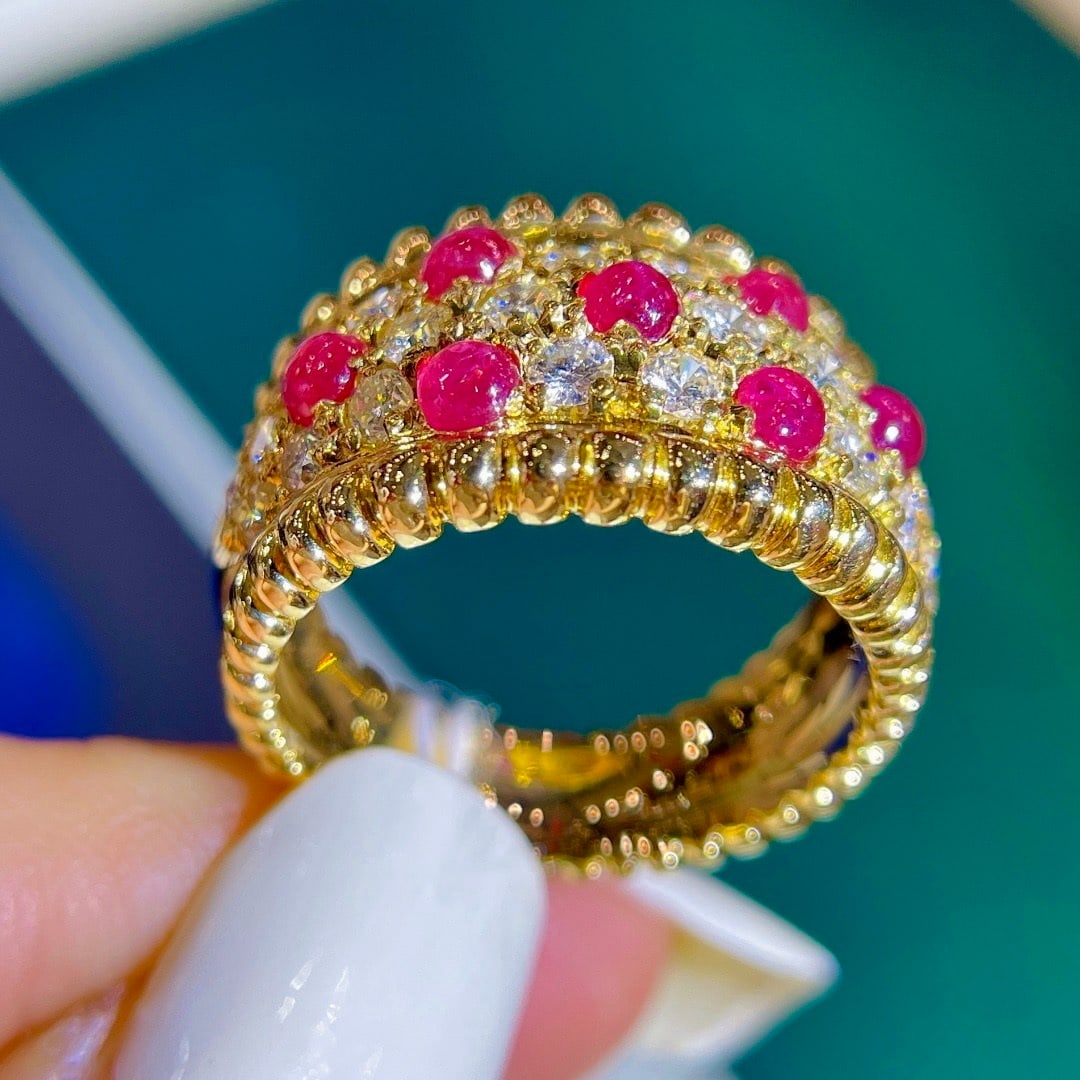 14k Gold 2.29 Ctw Natural Ruby & Diamond Ring - 5