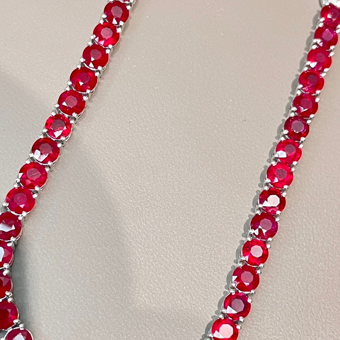 14k Gold 12.43 Ct Natural Ruby & Diamond Bracelet - 5