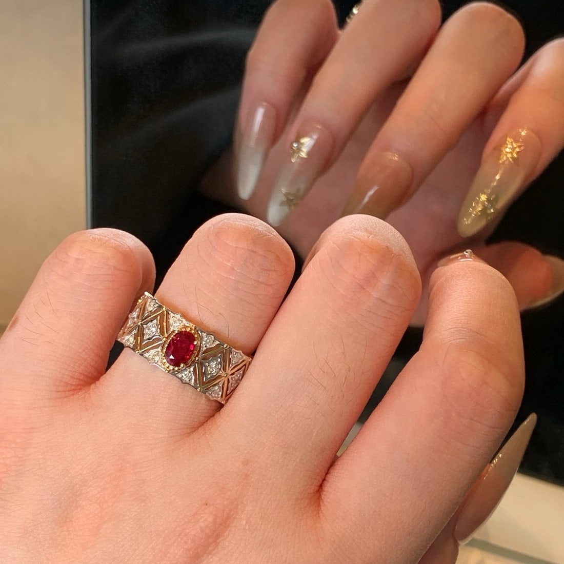 14k Gold 0.82 Ctw Natural Ruby & Diamond Ring - 5