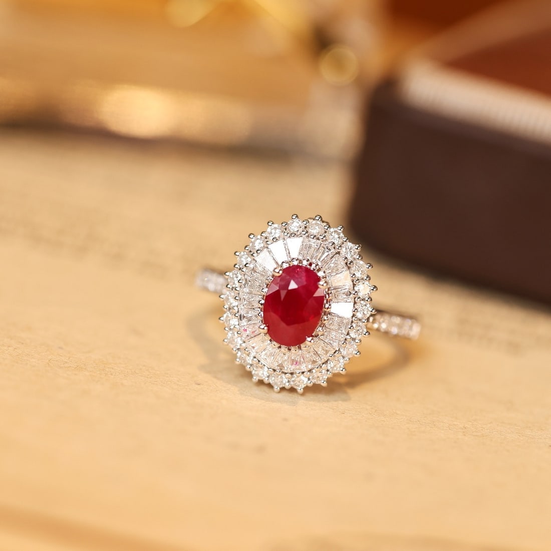 14k Gold 2.49 Ctw Vivid Red Natural Ruby & Diamond Ring/pendant( Without Chain ): Ref:231124168 // gold content:14k gold // ring size:7. 25us // // main gemstone:ruby // shape:oval // carat weight:1. 40ct // color:vivid red // treatment:natural // // adjacent gemstone 2 :