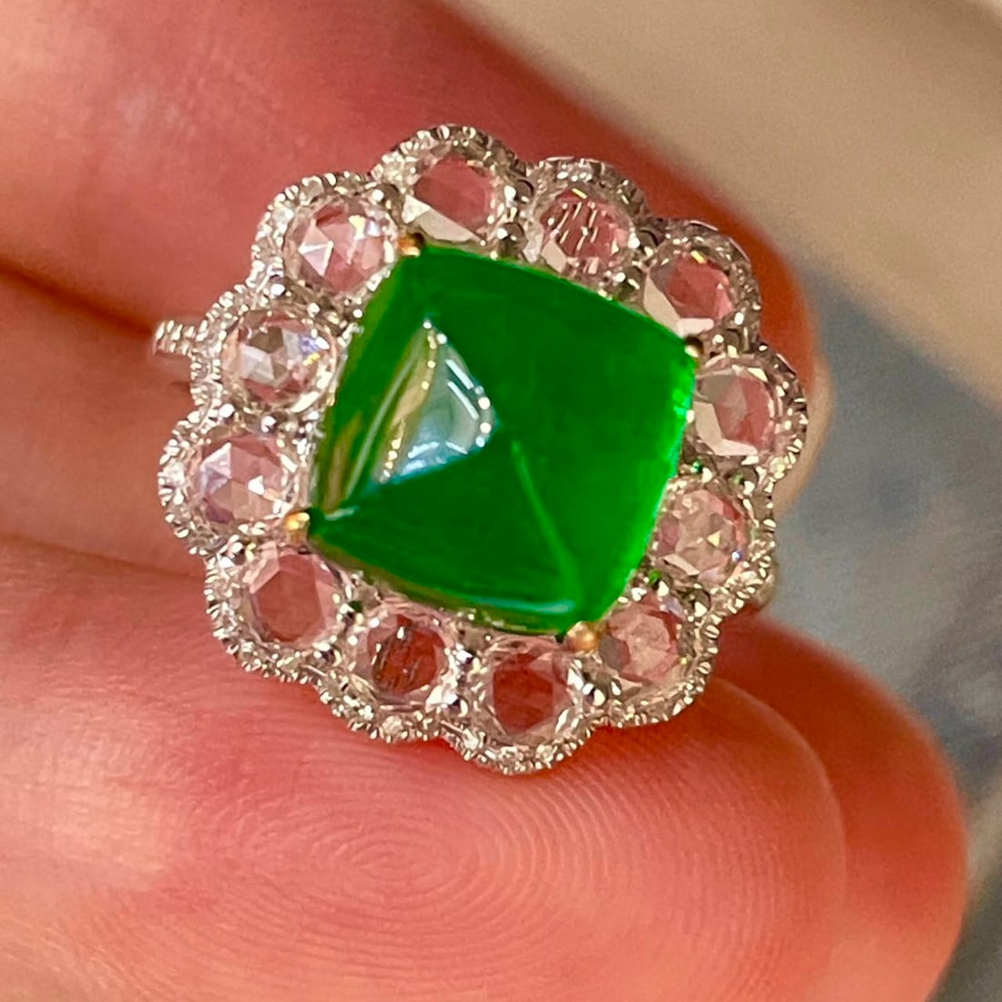 14k Gold 4.5 Ctw Natural Emerald & Diamond Ring - 5