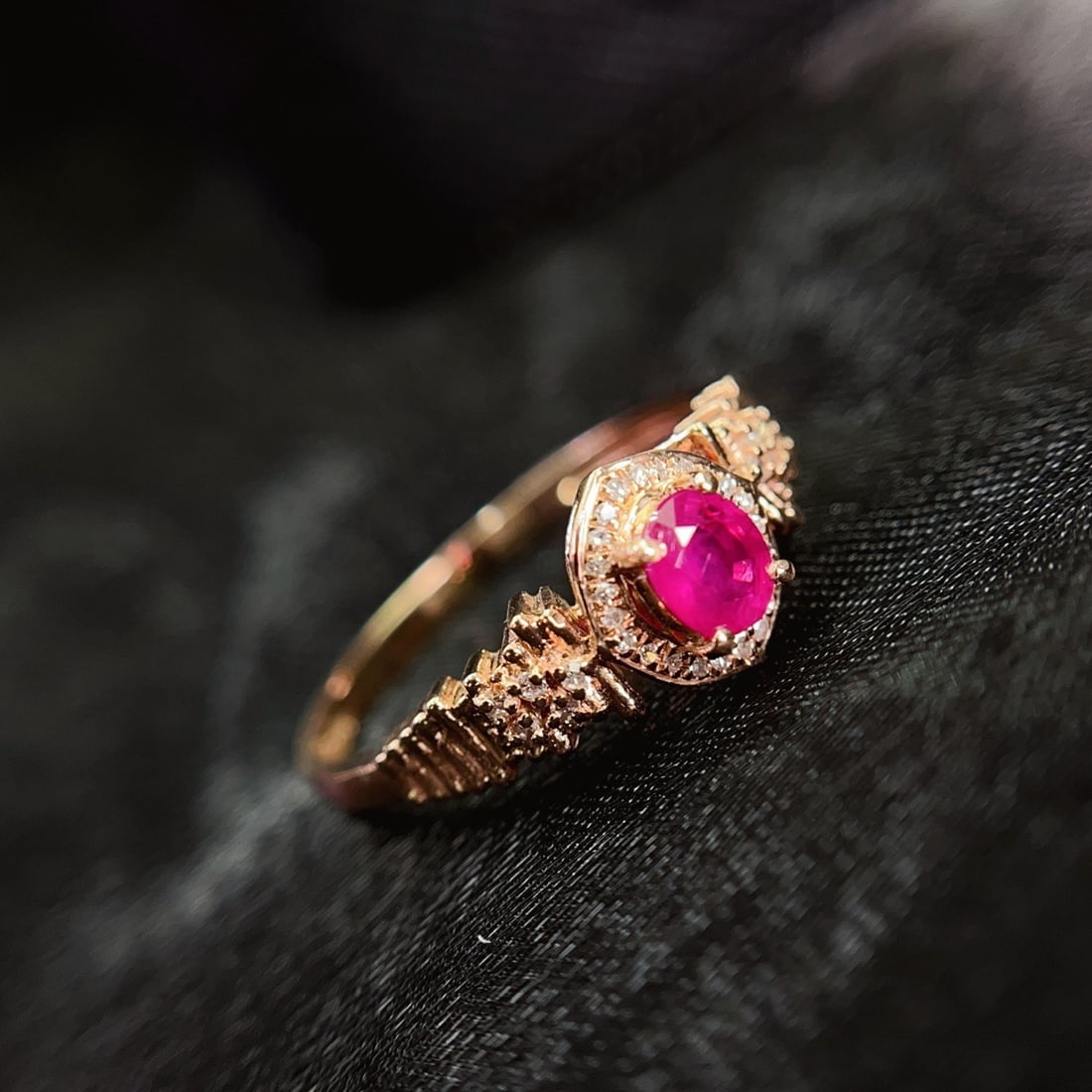 14k Gold 0.60 Ct Natural Ruby & Diamond Ring - 2