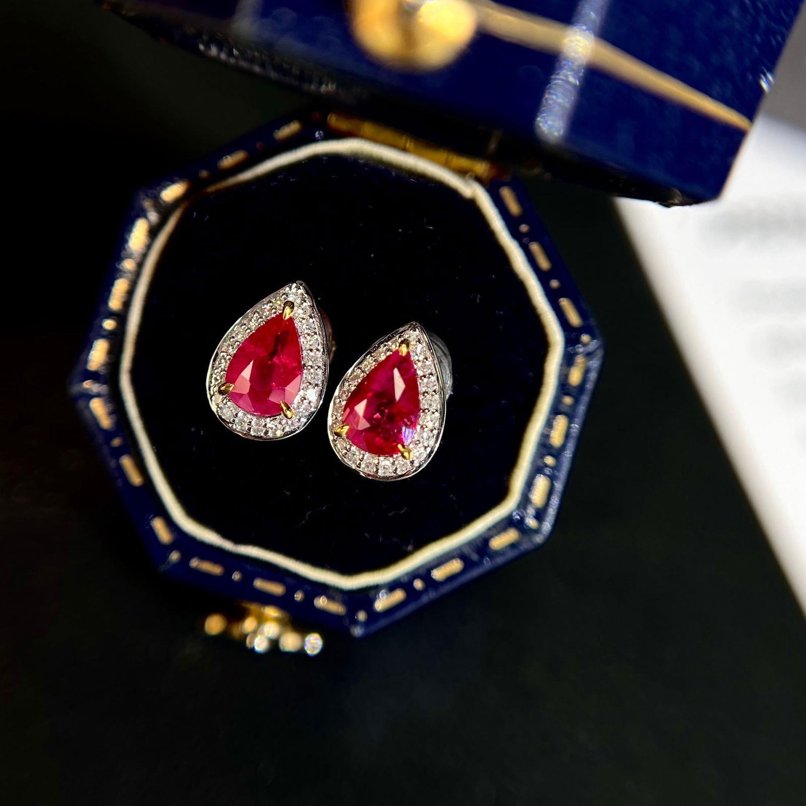 14k Gold 1.28 Ctw Natural Ruby & Diamond Earrings - 2