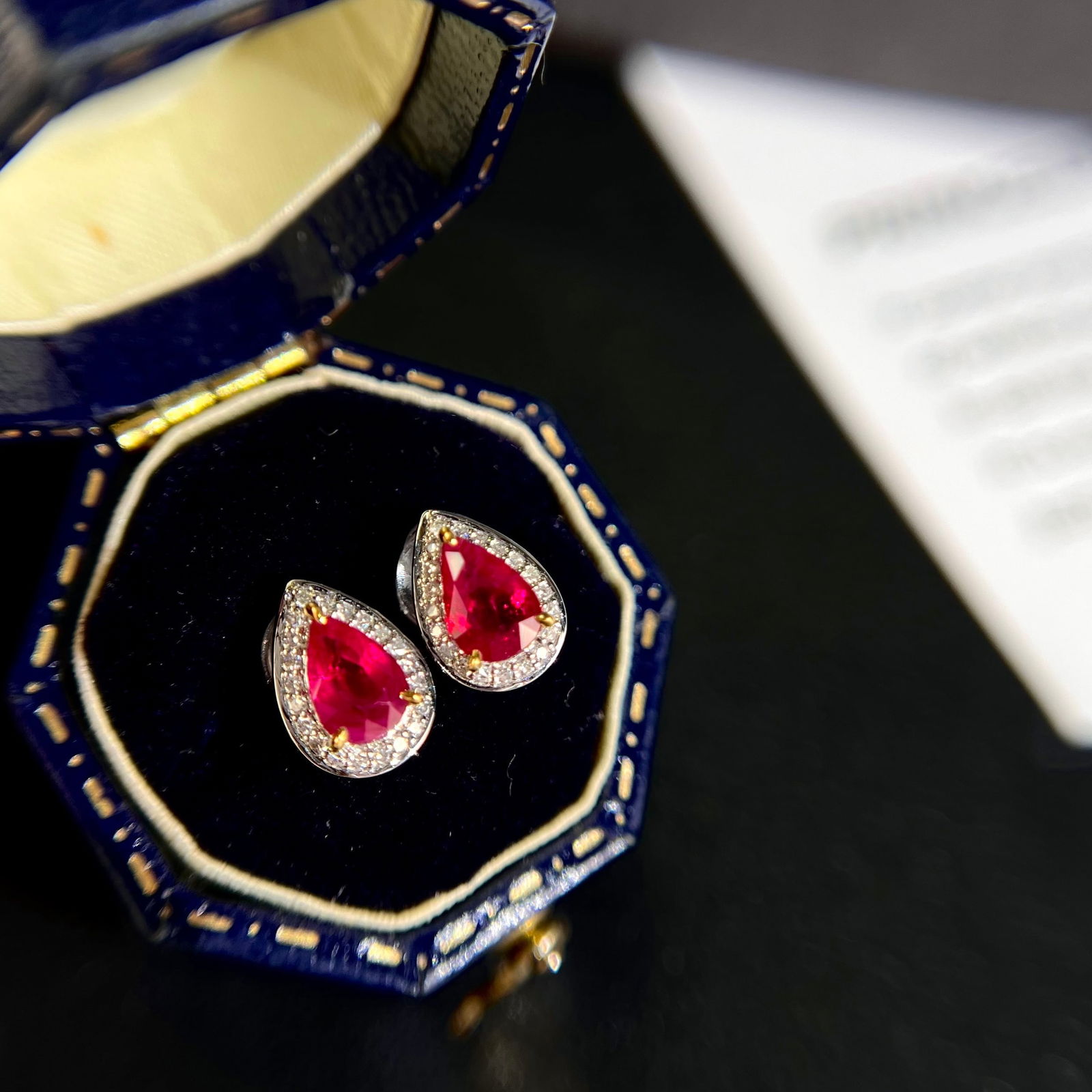 14k Gold 1.28 Ctw Natural Ruby & Diamond Earrings - 4