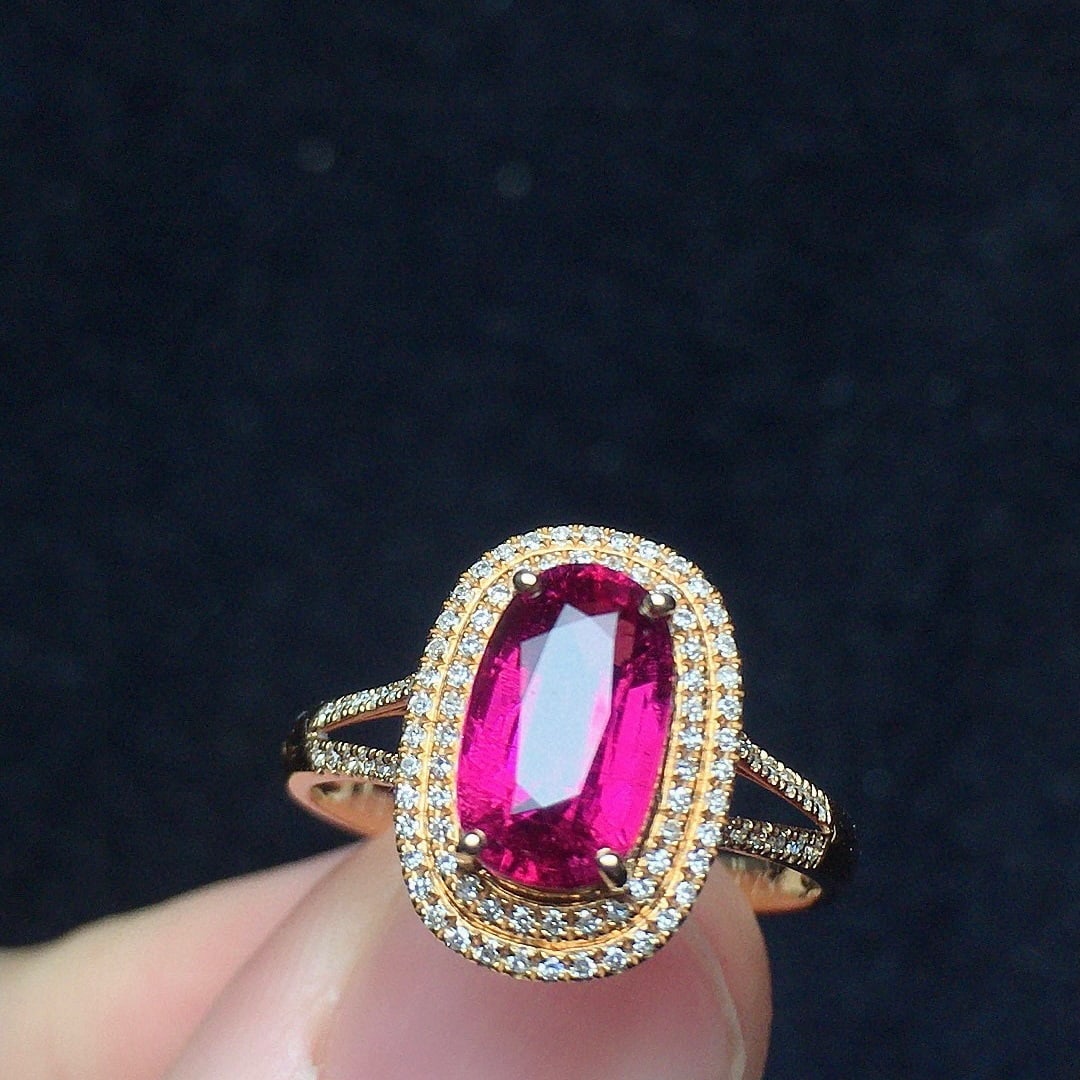 14k Gold 1.75 Ct Natural Tourmaline & Diamond Ring - 3