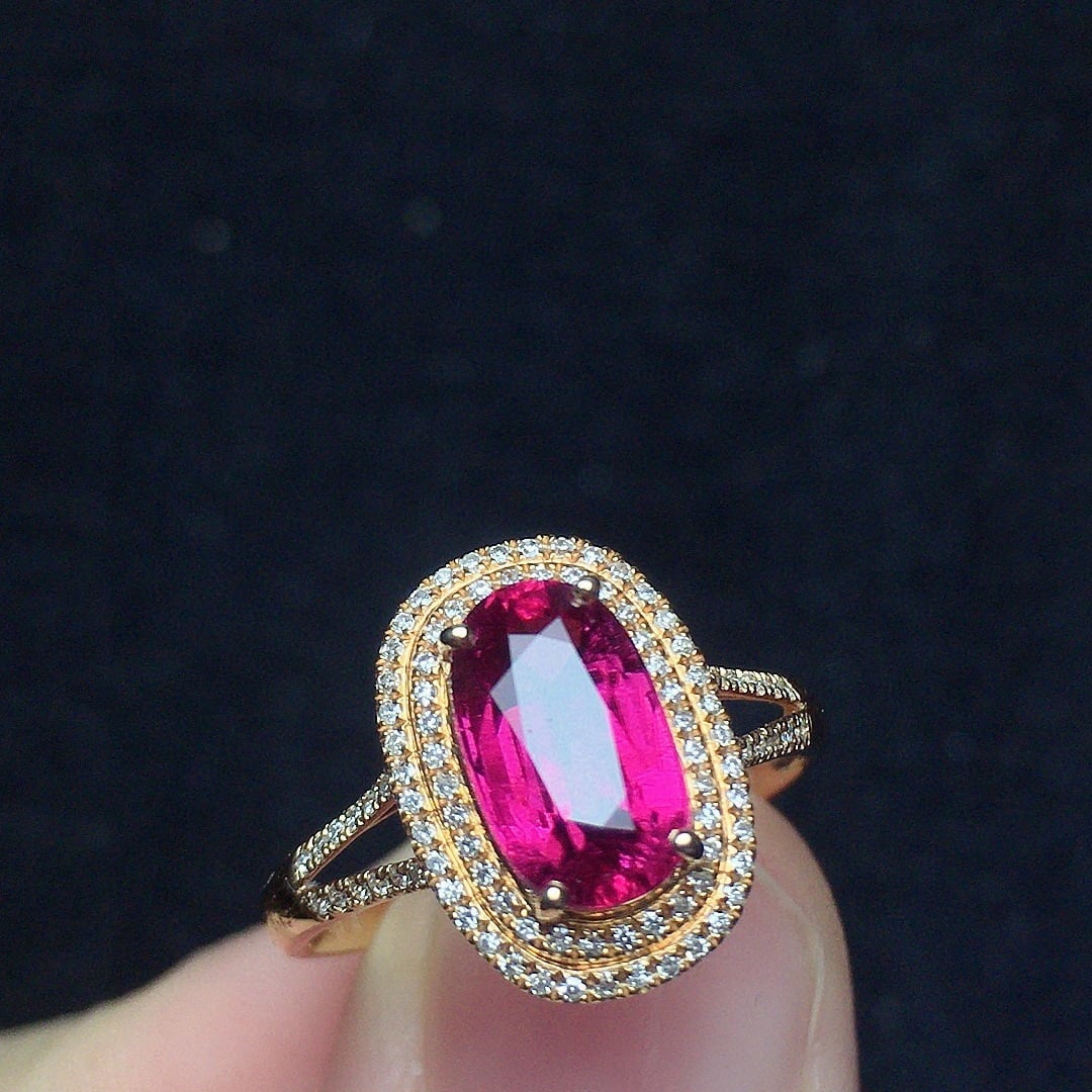 14k Gold 1.75 Ct Natural Tourmaline & Diamond Ring - 4