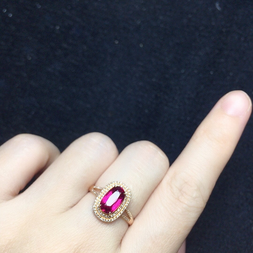 14k Gold 1.75 Ct Natural Tourmaline & Diamond Ring - 5