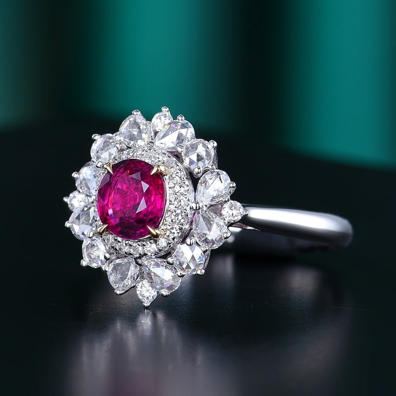 14k Gold 1.23 Ctw Natural Ruby & Diamond Ring - 2