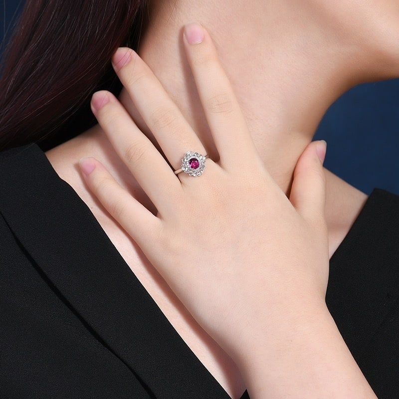 14k Gold 1.23 Ctw Natural Ruby & Diamond Ring - 7