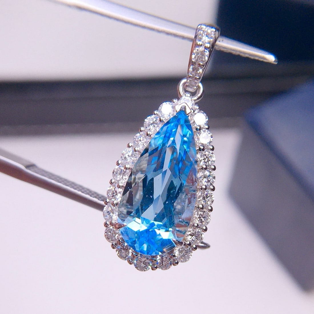 14k Gold 2.91 Ct Natural Aquamarine & Diamond Pendant( Without Chain ) - 5